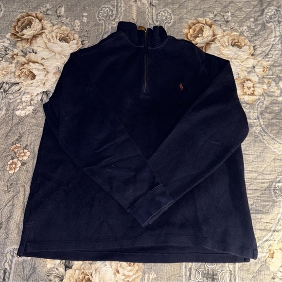 POLO QUARTER ZIP SWEATER NAVY - Picture 2 of 4